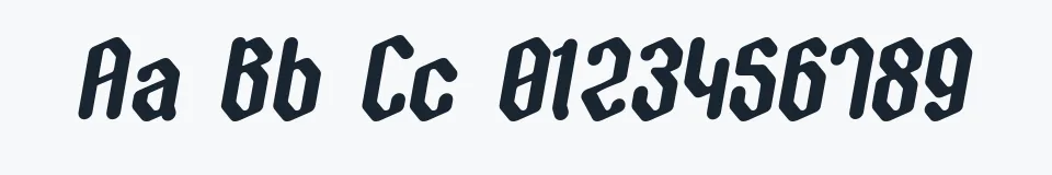 Rzeczywista próbka kroju Zygoth — Aa Bb Cc 0123456789