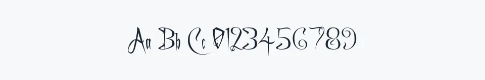 Rzeczywista próbka kroju A Charming Font — Aa Bb Cc 0123456789