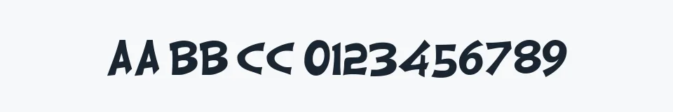 Rzeczywista próbka kroju CarrickGroovy — Aa Bb Cc 0123456789
