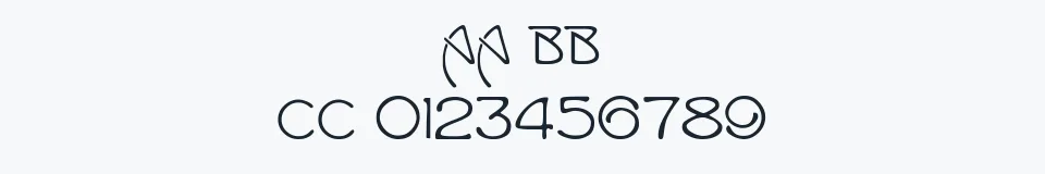 Rzeczywista próbka kroju Fellenni Caps — Aa Bb Cc 0123456789