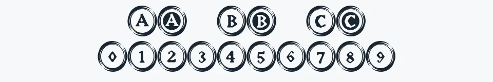 Rzeczywista próbka kroju Elevator Buttons — Aa Bb Cc 0123456789