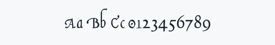 Rzeczywista próbka kroju Italian Cursive — Aa Bb Cc 0123456789