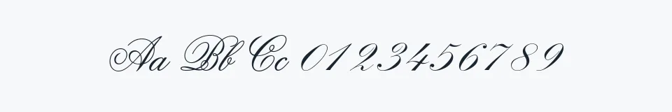 Rzeczywista próbka kroju Old Script — Aa Bb Cc 0123456789