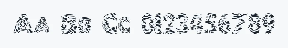 Rzeczywista próbka kroju 101 Zebra Print — Aa Bb Cc 0123456789