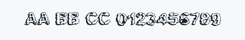Rzeczywista próbka kroju Apocalypshit — Aa Bb Cc 0123456789