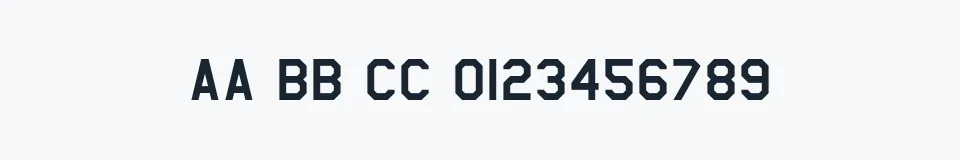 Rzeczywista próbka kroju AmarilloUSAF — Aa Bb Cc 0123456789
