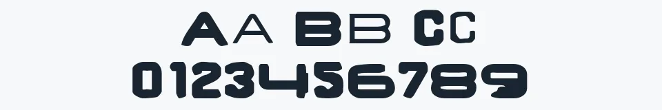 Rzeczywista próbka kroju BrunstCaps — Aa Bb Cc 0123456789