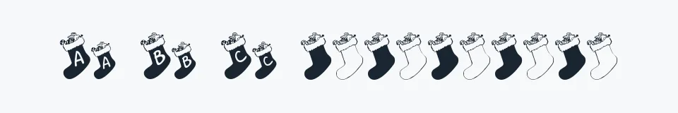 Rzeczywista próbka kroju Chausettes de Noel — Aa Bb Cc 0123456789