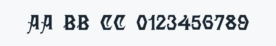 Rzeczywista próbka kroju Angular — Aa Bb Cc 0123456789