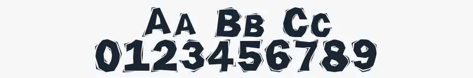 Rzeczywista próbka kroju CrackBoum — Aa Bb Cc 0123456789