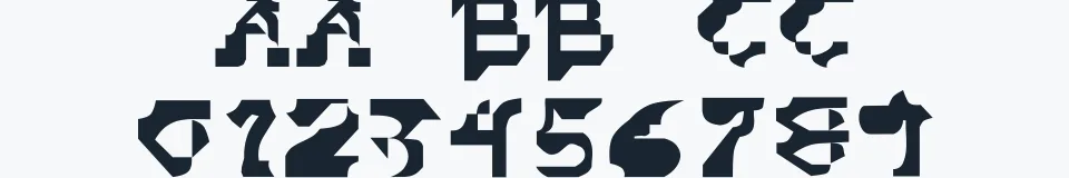 Rzeczywista próbka kroju Cubist Dream PD — Aa Bb Cc 0123456789