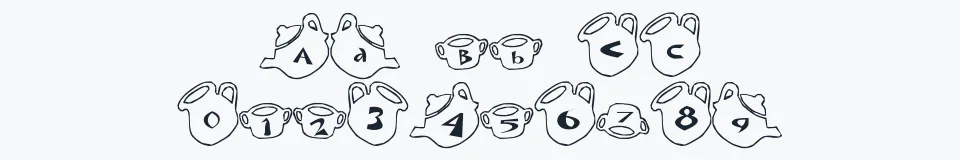 Rzeczywista próbka kroju cup Font — Aa Bb Cc 0123456789