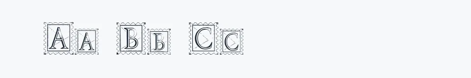 Rzeczywista próbka kroju Deco Stamp — Aa Bb Cc 0123456789