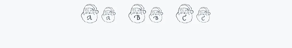 Rzeczywista próbka kroju DLSantaCaps — Aa Bb Cc 0123456789
