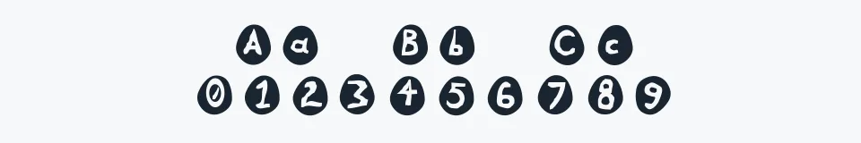 Rzeczywista próbka kroju Eggs — Aa Bb Cc 0123456789