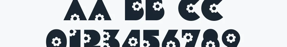 Rzeczywista próbka kroju Flores — Aa Bb Cc 0123456789