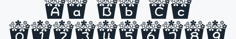 Rzeczywista próbka kroju flower_font — Aa Bb Cc 0123456789