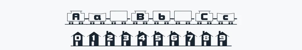 Rzeczywista próbka kroju TQF_FreightTrain — Aa Bb Cc 0123456789