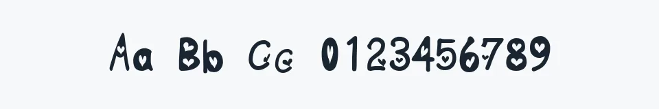 Rzeczywista próbka kroju heartfont — Aa Bb Cc 0123456789