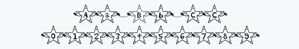 Rzeczywista próbka kroju Hoshi Font — Aa Bb Cc 0123456789