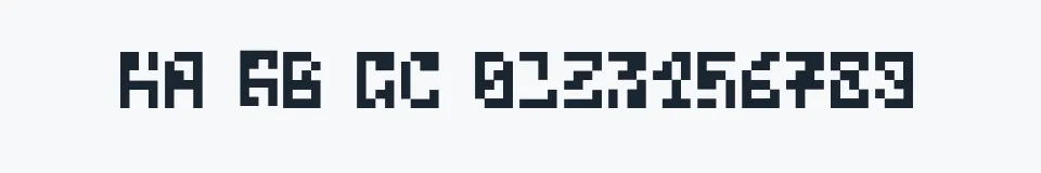 Rzeczywista próbka kroju Bitwise Alpha — Aa Bb Cc 0123456789