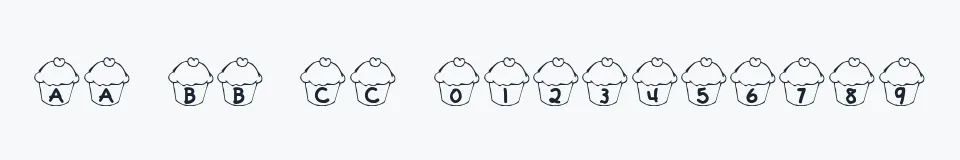 Rzeczywista próbka kroju KR Cupcake — Aa Bb Cc 0123456789