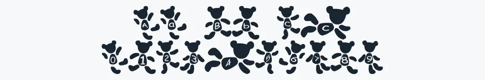 Rzeczywista próbka kroju kuma Font — Aa Bb Cc 0123456789