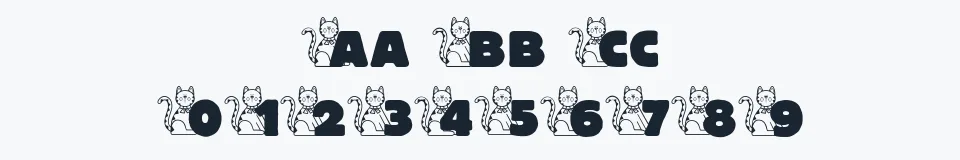 Rzeczywista próbka kroju LD Cats — Aa Bb Cc 0123456789