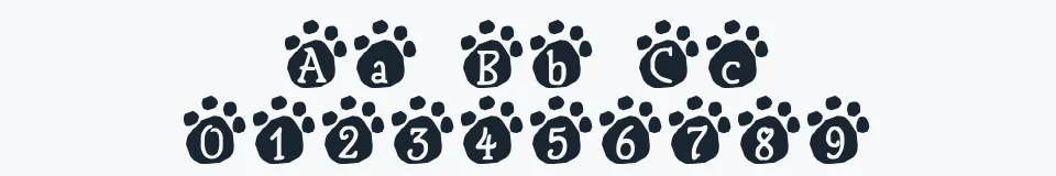 Rzeczywista próbka kroju Lotus Paws — Aa Bb Cc 0123456789