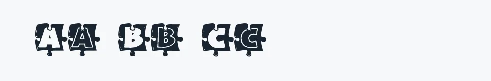 Rzeczywista próbka kroju Missing Piece — Aa Bb Cc 0123456789