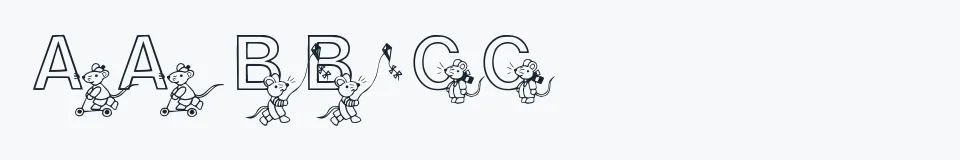Rzeczywista próbka kroju Mousie — Aa Bb Cc 0123456789