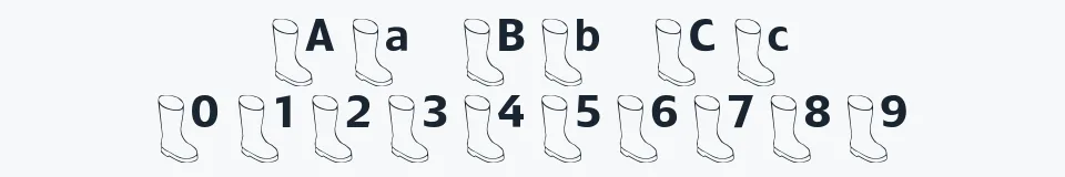 Rzeczywista próbka kroju OldBoot — Aa Bb Cc 0123456789