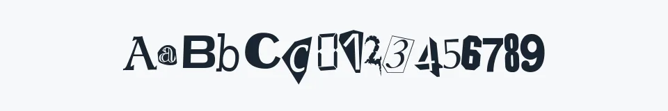 Rzeczywista próbka kroju RansomNote — Aa Bb Cc 0123456789