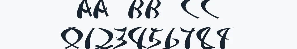 Rzeczywista próbka kroju Samurai — Aa Bb Cc 0123456789
