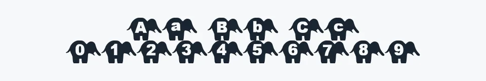 Rzeczywista próbka kroju sbelephant — Aa Bb Cc 0123456789