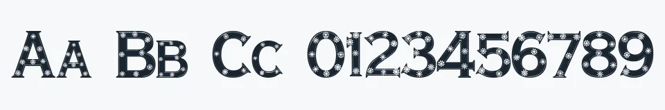 Rzeczywista próbka kroju Snowflake Letters — Aa Bb Cc 0123456789