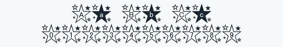 Rzeczywista próbka kroju star_font — Aa Bb Cc 0123456789