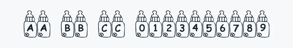 Rzeczywista próbka kroju Summers Baby Bottles — Aa Bb Cc 0123456789