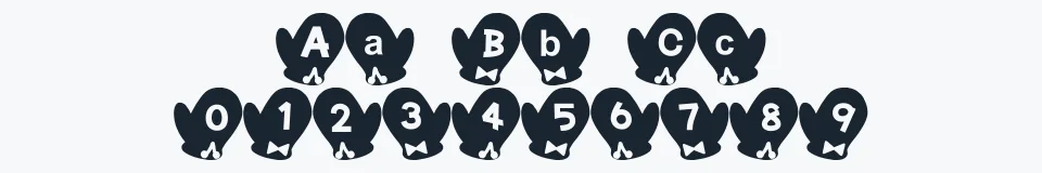 Rzeczywista próbka kroju Tebukuro Font — Aa Bb Cc 0123456789