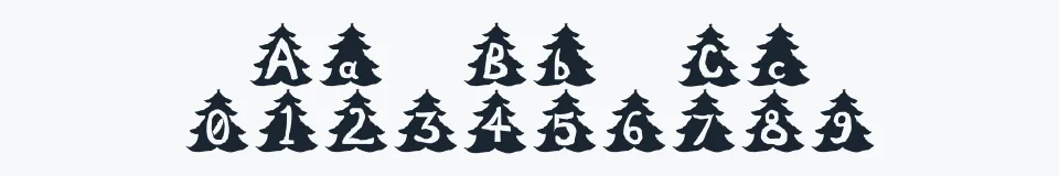 Rzeczywista próbka kroju Christmas Tree — Aa Bb Cc 0123456789