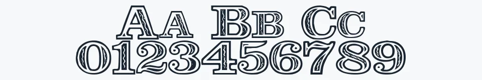 Rzeczywista próbka kroju Zazou — Aa Bb Cc 0123456789
