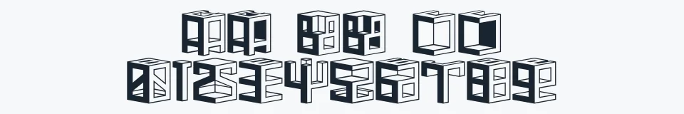 Rzeczywista próbka kroju D3 Cubism — Aa Bb Cc 0123456789