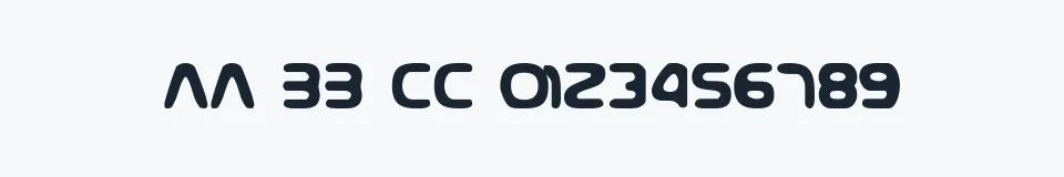 Rzeczywista próbka kroju Nasal — Aa Bb Cc 0123456789
