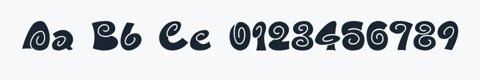 Rzeczywista próbka kroju D3 Spiralism Outline — Aa Bb Cc 0123456789