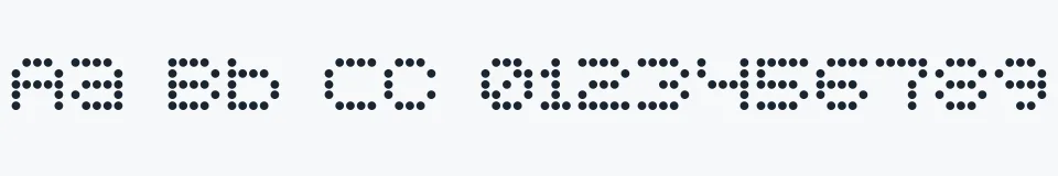Rzeczywista próbka kroju 5x5 Dots Outline — Aa Bb Cc 0123456789
