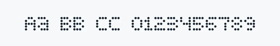 Rzeczywista próbka kroju Display Dots — Aa Bb Cc 0123456789