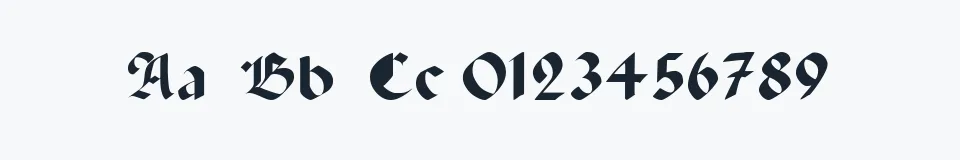 Rzeczywista próbka kroju Paganini — Aa Bb Cc 0123456789