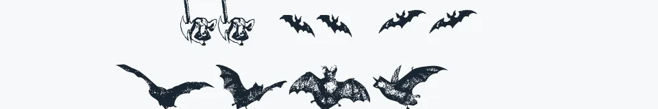 Rzeczywista próbka kroju Horror Dingbats — Aa Bb Cc 0123456789