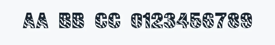 Rzeczywista próbka kroju Patriot — Aa Bb Cc 0123456789