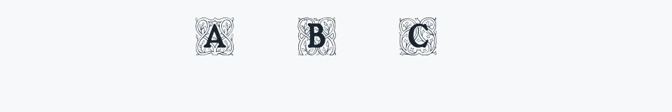 Rzeczywista próbka kroju Roycroft Initials — Aa Bb Cc 0123456789